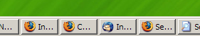 The taskbar buttons get small when there are lots of them.